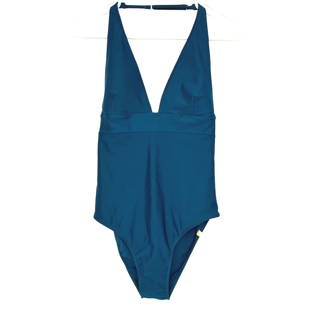 NWT Summersalt V Halter Zen One Piece Swimsuit Teal Blue Open Back Size 8 - Picture 3 of 11